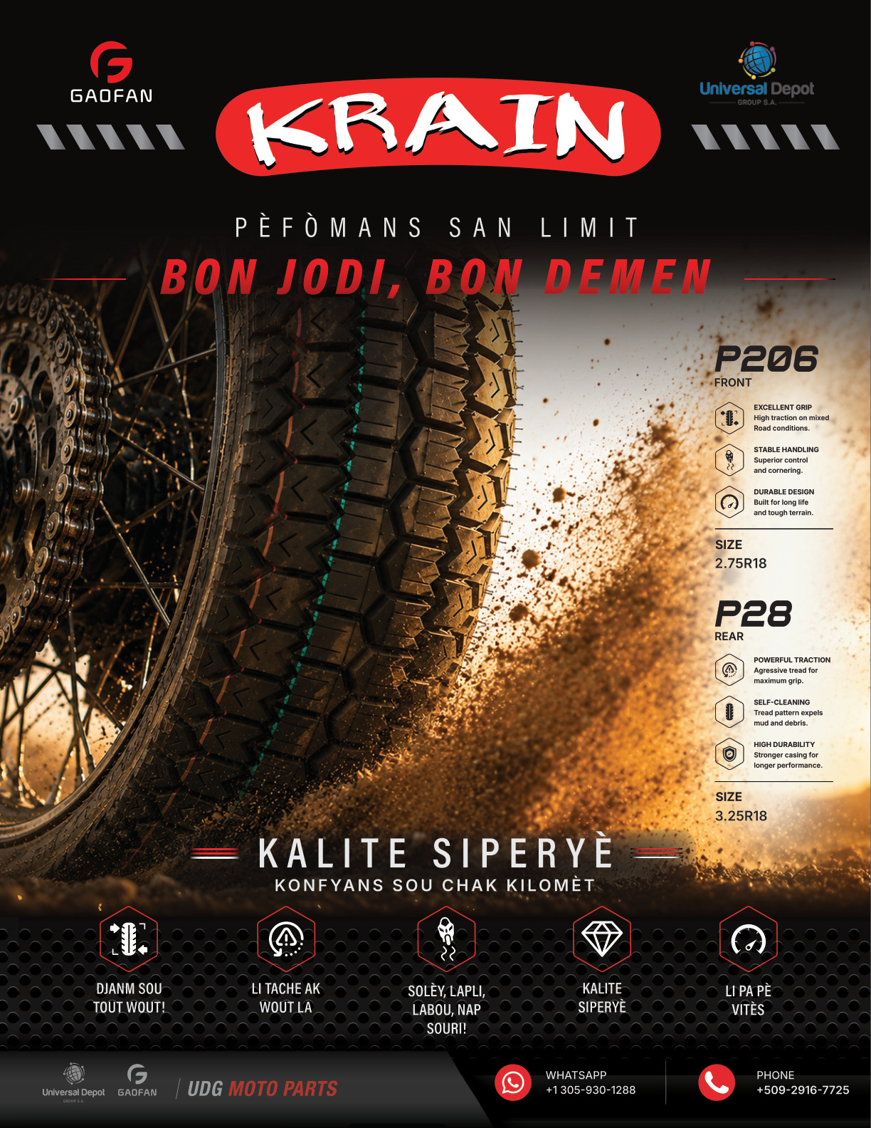 KRAIN — pneus, UDG Moto Parts