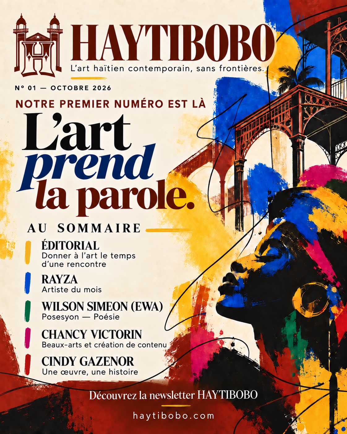 Couverture et sommaire de la newsletter HAYTIBOBO, numéro 01, octobre 2026